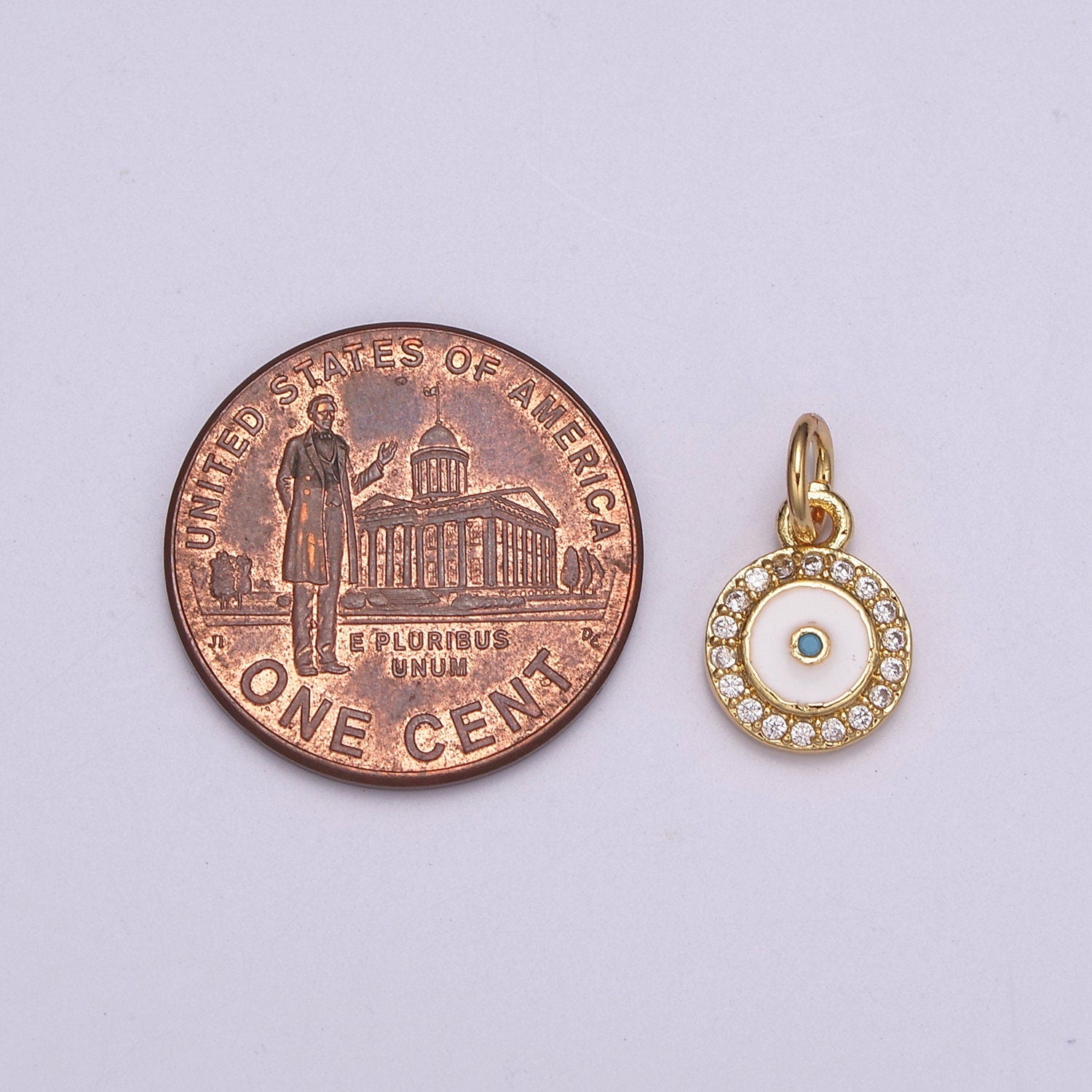 Cluster Cubic Pave Gold Charm, Blue CZSolitaire CZ Pendant ,Enamel Cubic Mini Pendant, Dainty Bracelet Earring Necklace Charm, N-233