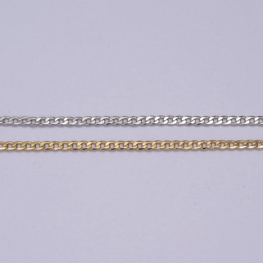 Matte gleaming Gold Cuban Curb Chain by Yard, Florida Link Chain,Wholesale bulk Roll Chain for Jewelry Making, Width 1.8 mm,Roll- 623-624