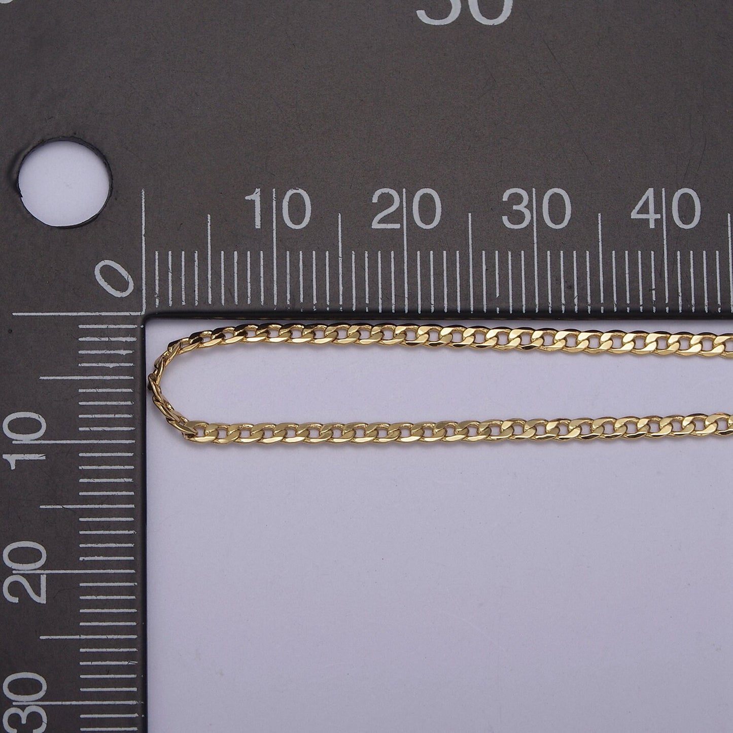 Matte gleaming Gold Cuban Curb Chain by Yard, Florida Link Chain,Wholesale bulk Roll Chain for Jewelry Making, Width 1.8 mm,Roll- 623-624