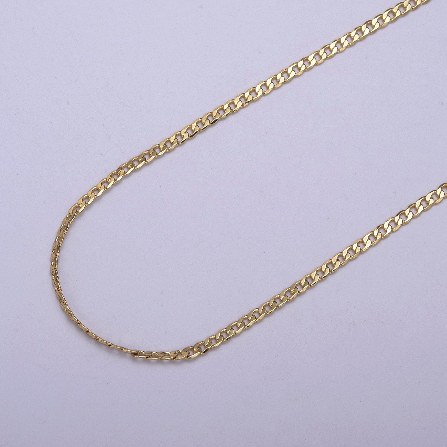 Matte gleaming Gold Cuban Curb Chain by Yard, Florida Link Chain,Wholesale bulk Roll Chain for Jewelry Making, Width 1.8 mm,Roll- 623-624