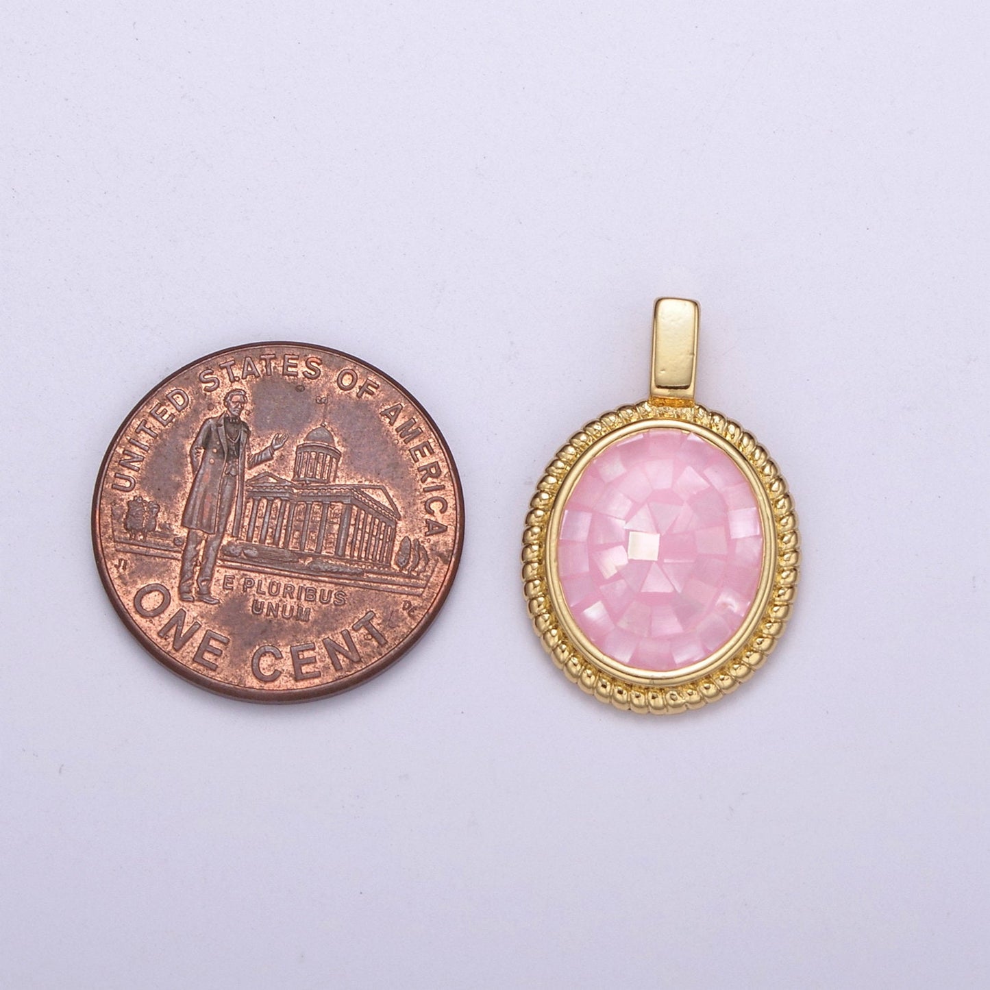 Gold Pearl finished with Pink Transparent Epoxy Checkers Pendant Gold Draughts Oval Pendant Round Charm Gold Circle Medallion, H-005