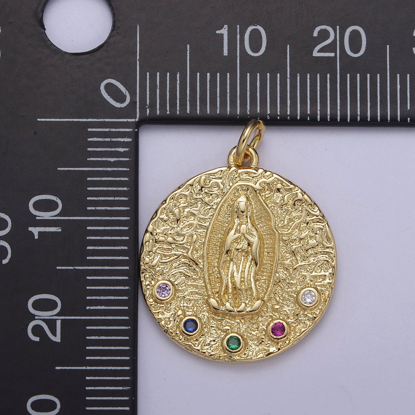 Round Virgin Mary Pendant Circle Lady Guadalupe Medallion Charm for Religious Jewelry Making E-419