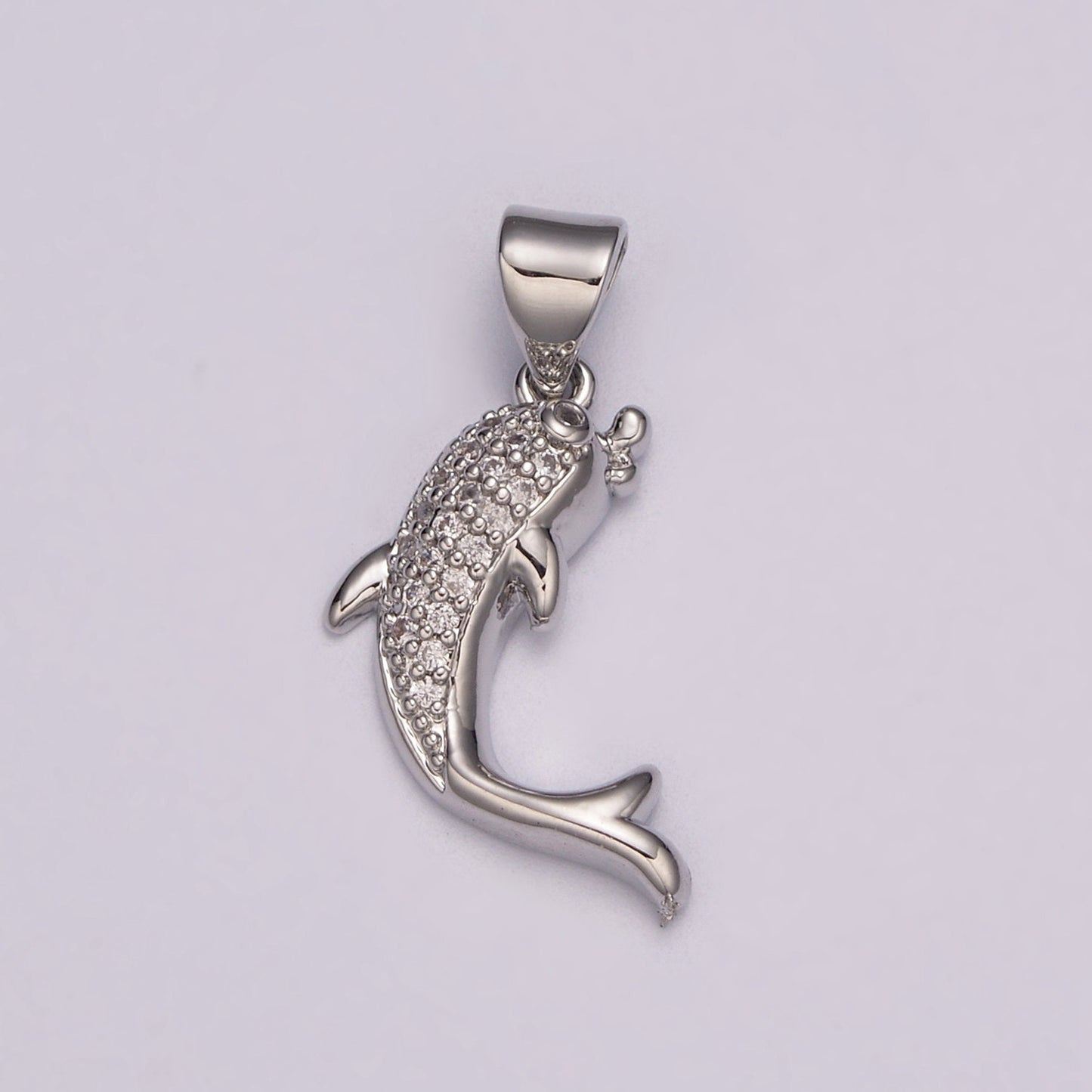 Micro Pave Gold FIshCharms, Whitegold Fish Charm, Gold Baby Shark Under the sea Jewelry Inspired, N-491, N-492