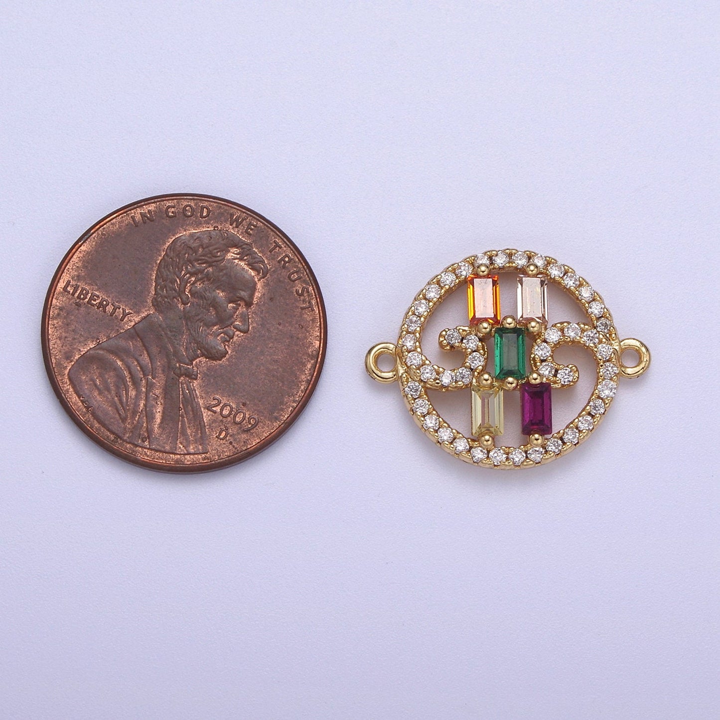 Dainty Colorful Baguette Cz Charm Connector for Bracelet Supply F-210