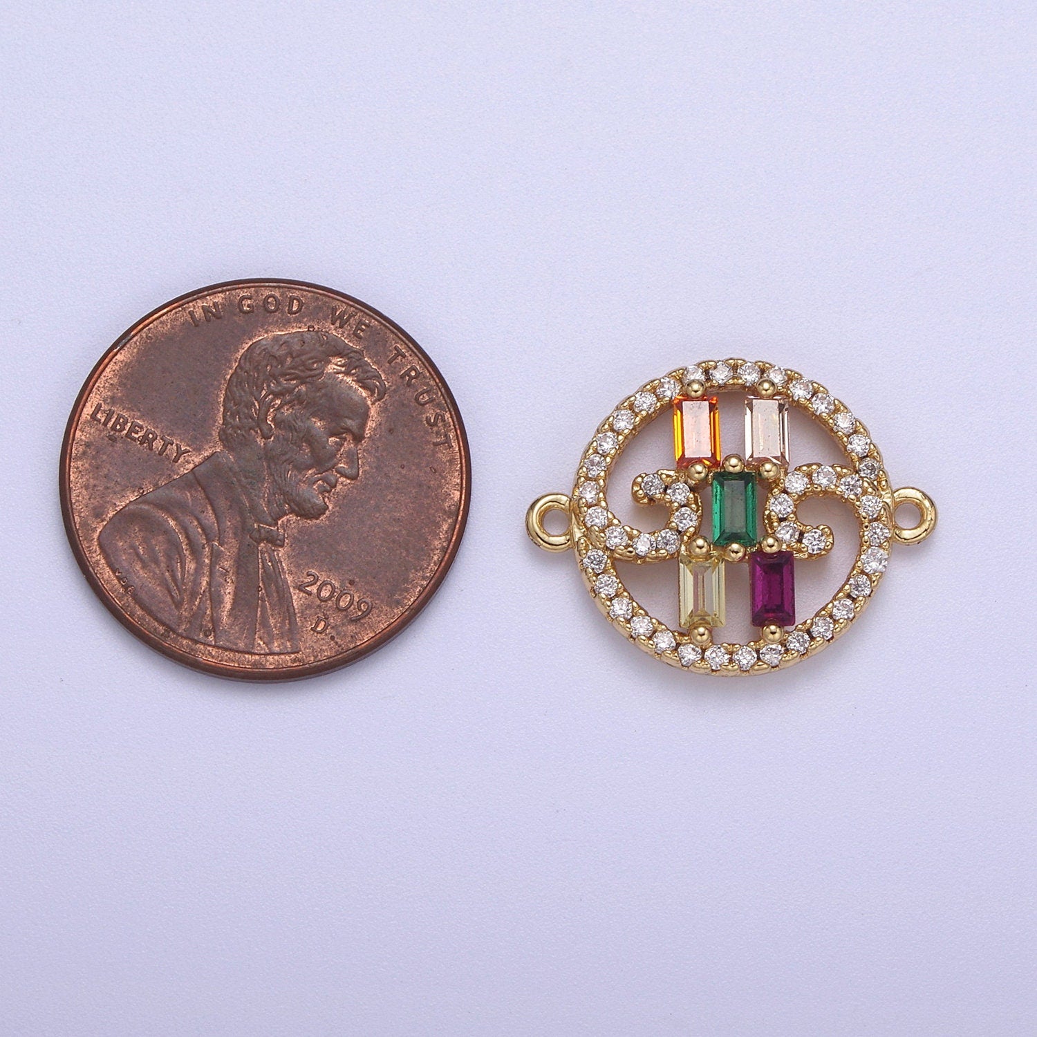Dainty Colorful Baguette Cz Charm Connector for Bracelet Supply F-210