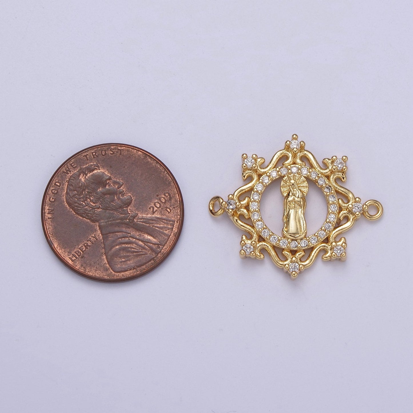Dainty Gold Virgin Mary Charm Connector for Bracelet F-432