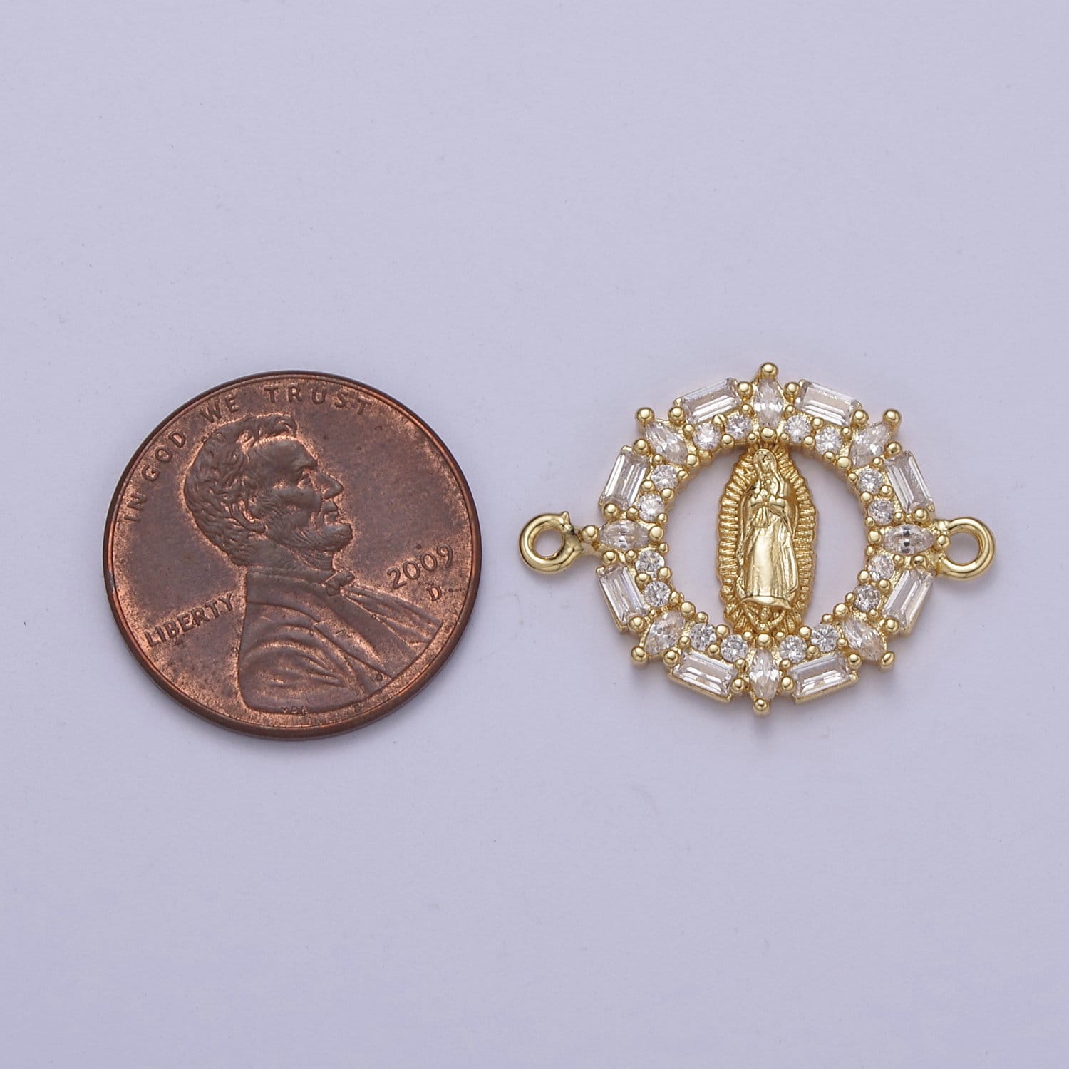 Dainty Cubic Lady Guadalupe Charm Connector for Bracelet F-434