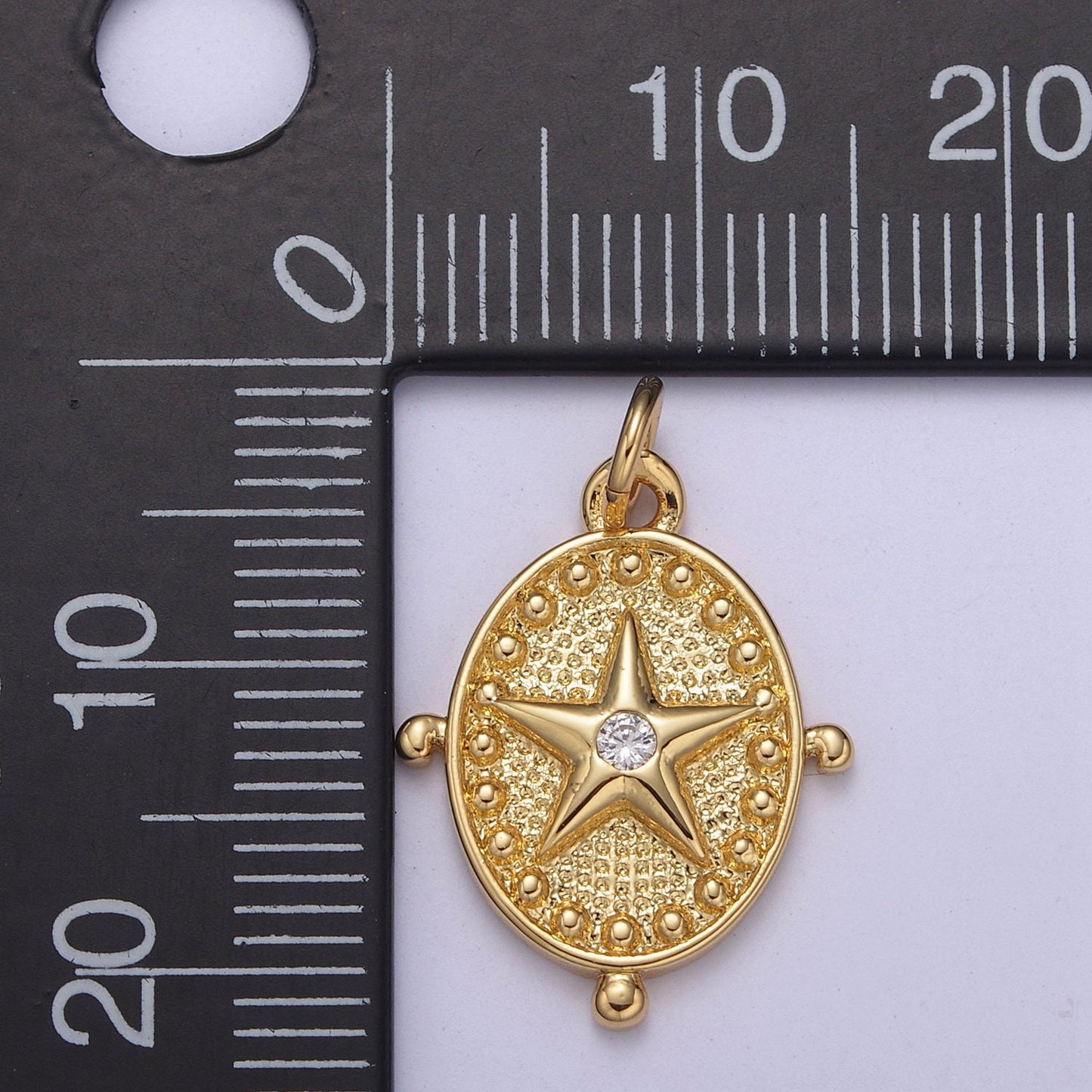 Mini Gold Star Charm Oval Small Medallion add on charm Celestial Jewelry C579