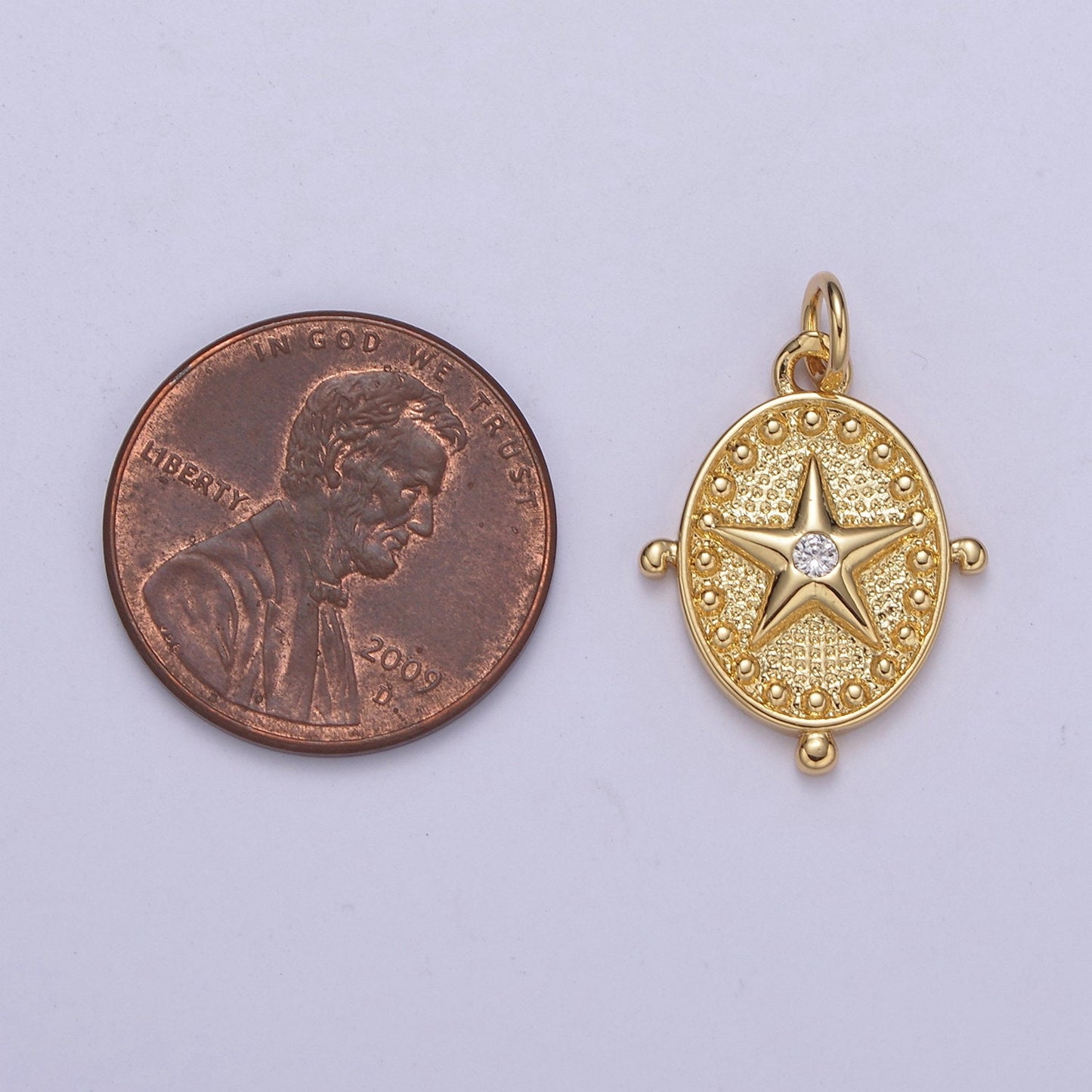 Mini Gold Star Charm Oval Small Medallion add on charm Celestial Jewelry C579