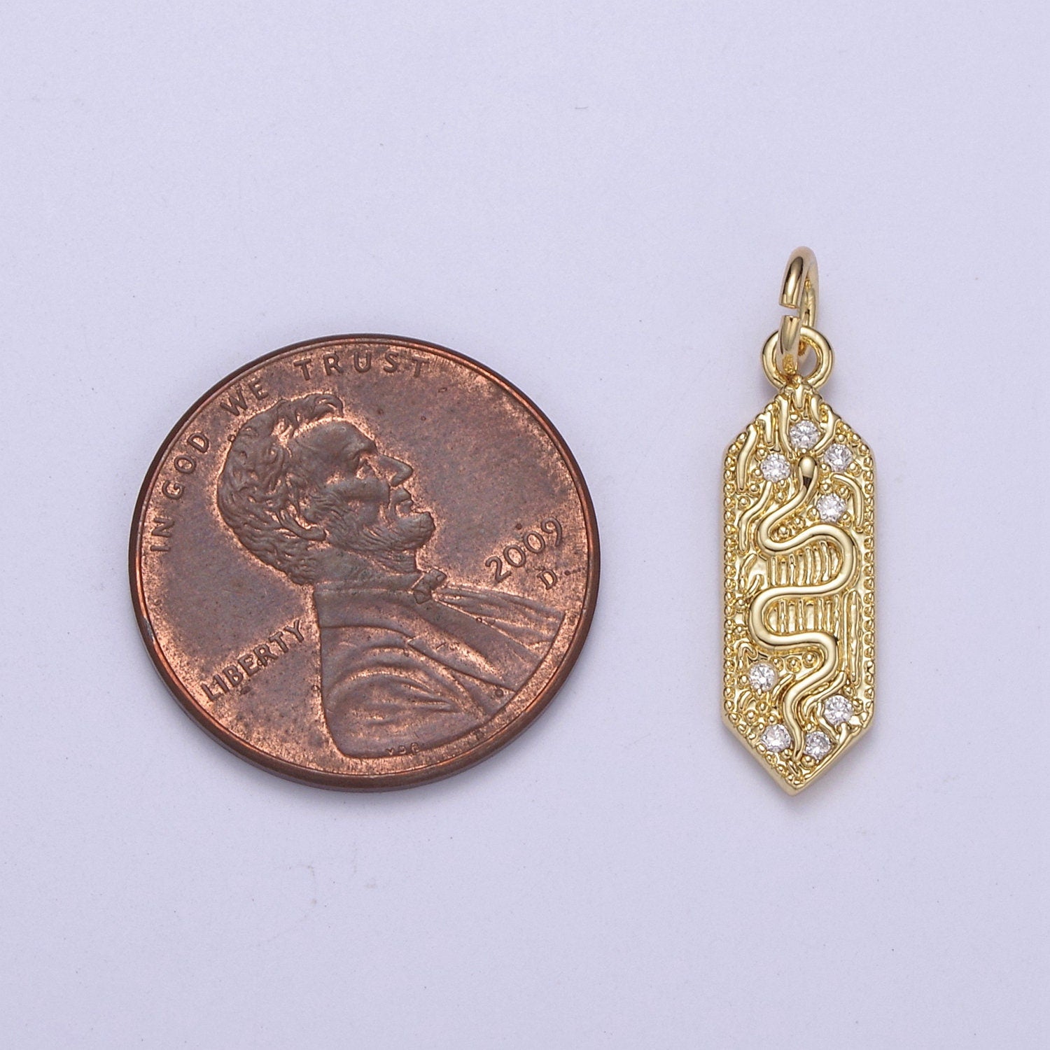 Clear Micro Pave Snake , Gold Filled Snake Charm, Animal Charm Gold Serpent Charm Necklace Pendant Finding for Jewelry Making Supply C-548