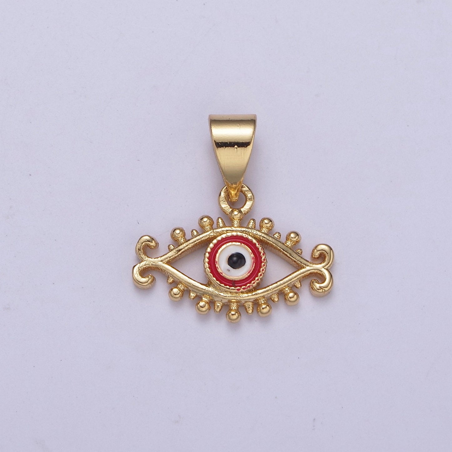 Dainty Blue Evil Eye Pendant Red Enamel Eye Charm H-366