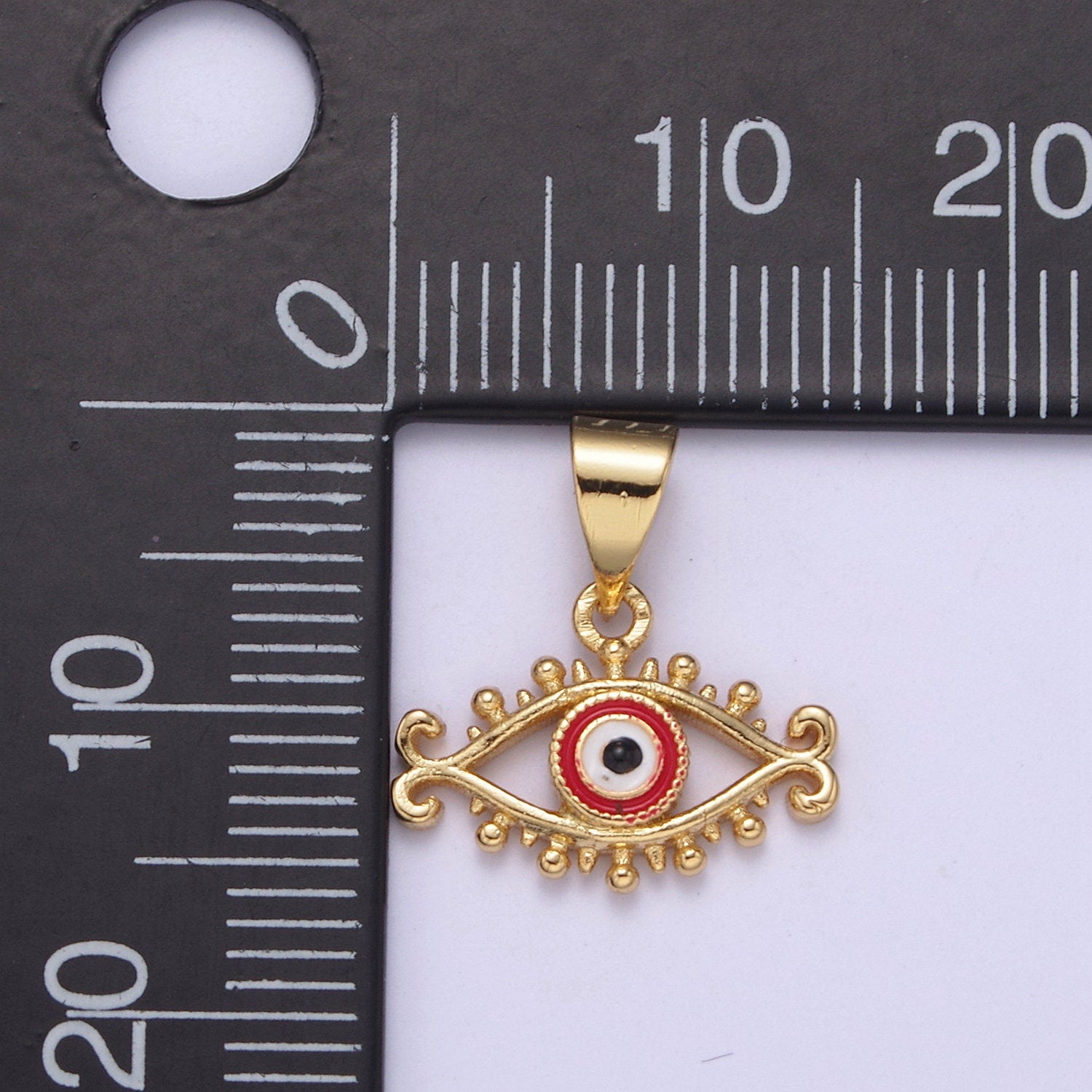 Dainty Blue Evil Eye Pendant Red Enamel Eye Charm H-366