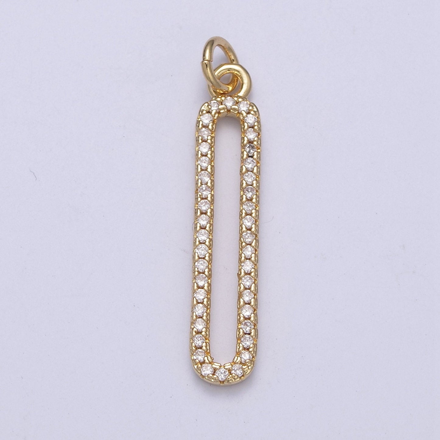 Dangle Long CZ Bar Pendant 24K Gold Filled Bar Pendant C637