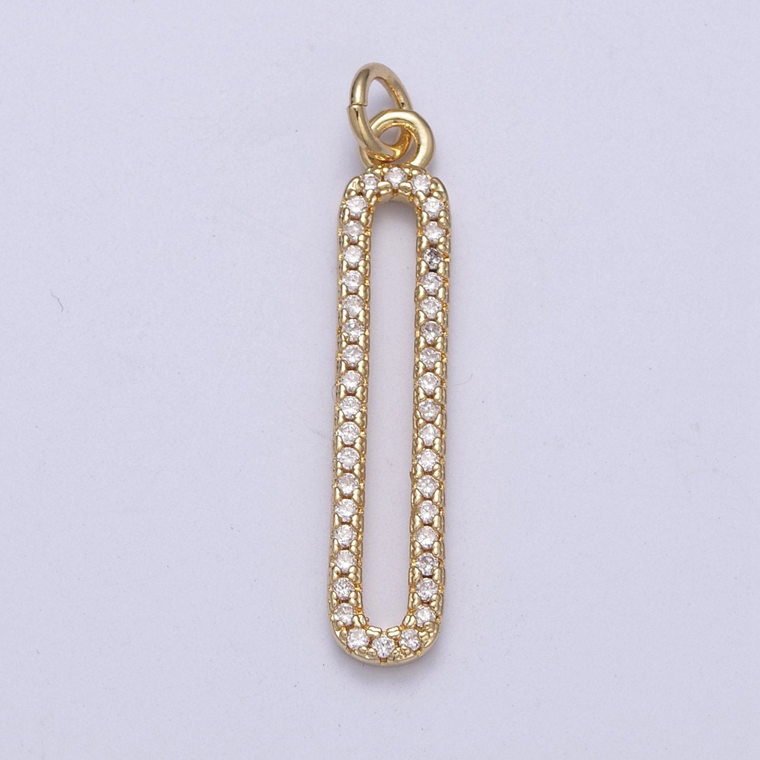 Dangle Long CZ Bar Pendant 24K Gold Filled Bar Pendant C637