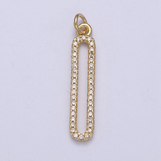 Dangle Long CZ Bar Pendant 24K Gold Filled Bar Pendant C637