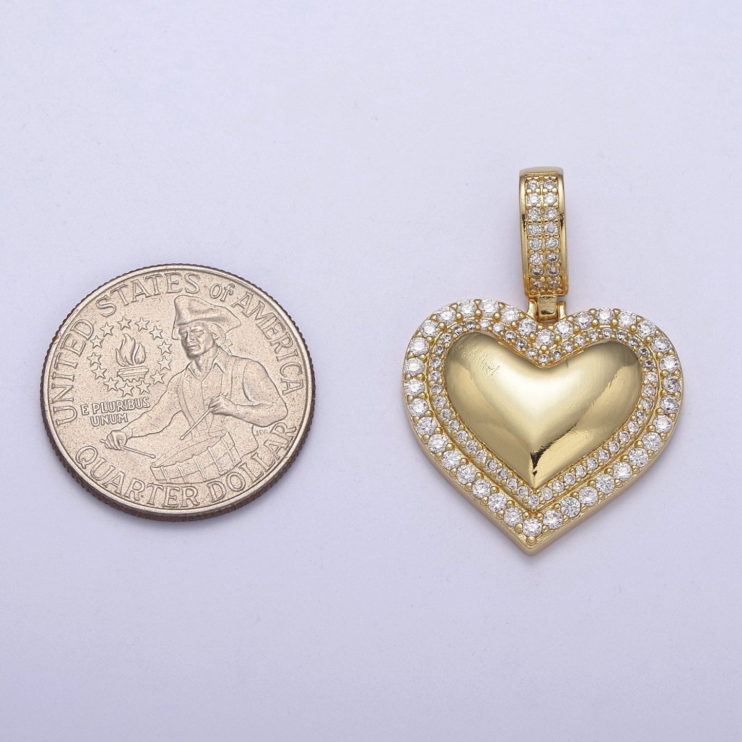 Dainty Cubic Zirconia Gold Filled Heart Charm Pendant H-328
