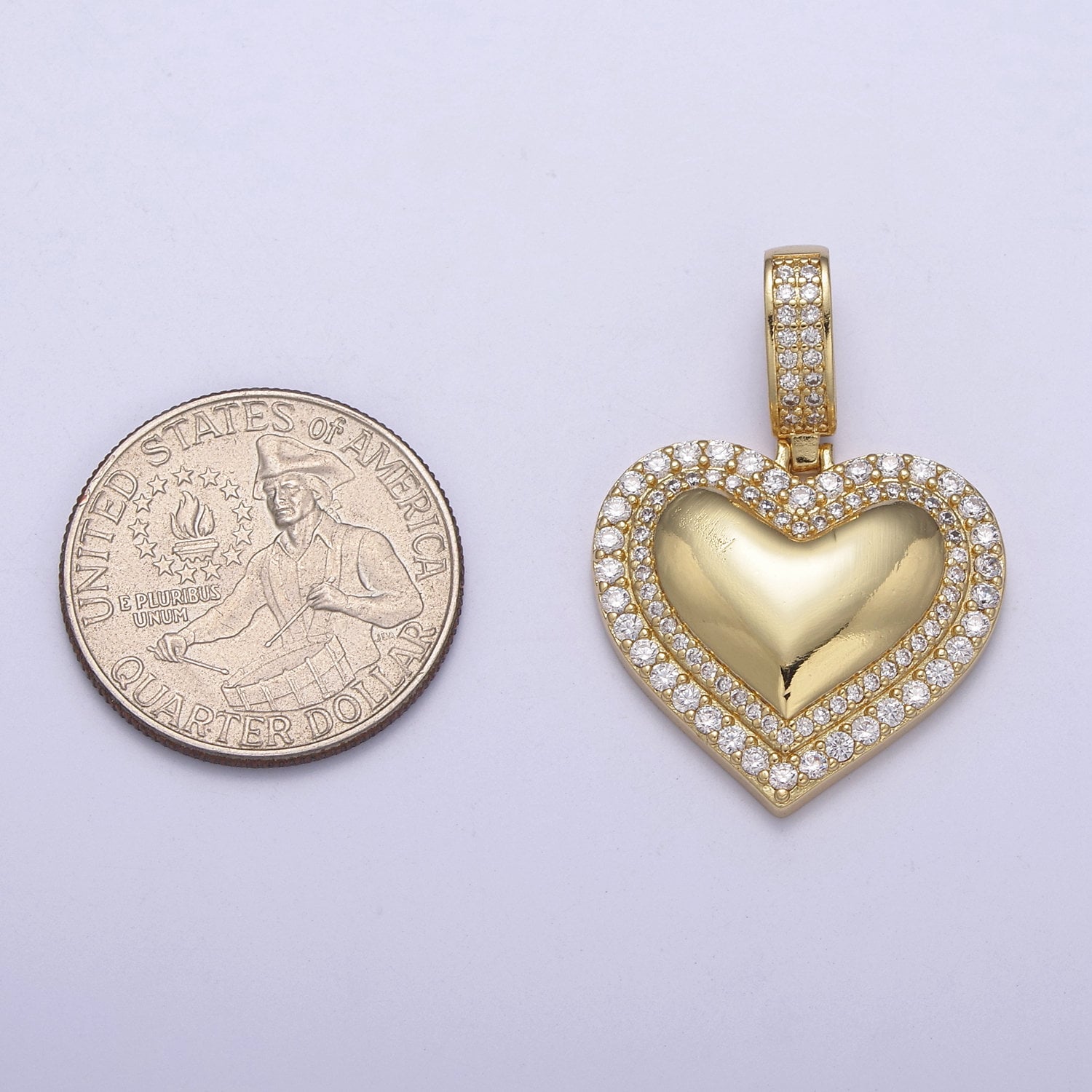 Dainty Cubic Zirconia Gold Filled Heart Charm Pendant H-328