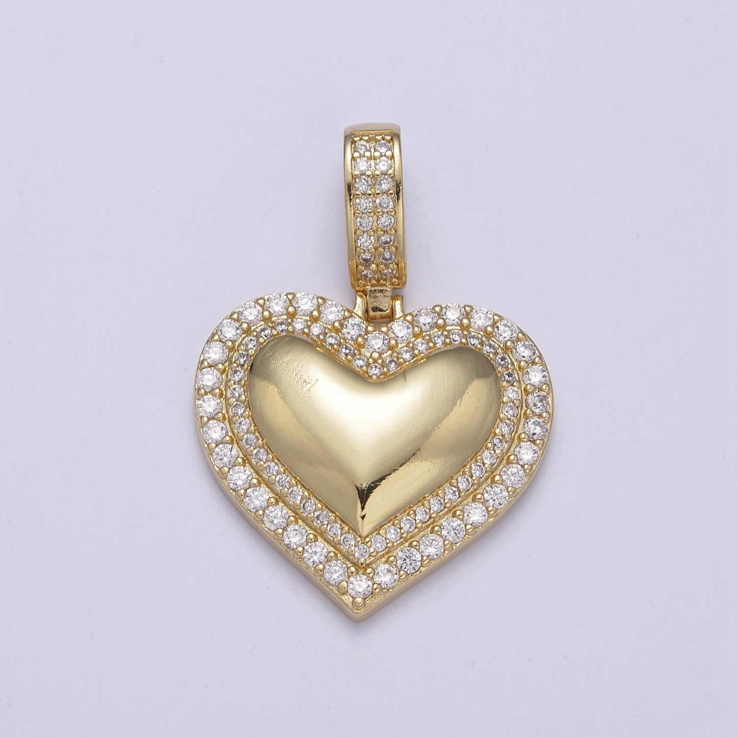 Dainty Cubic Zirconia Gold Filled Heart Charm Pendant H-328