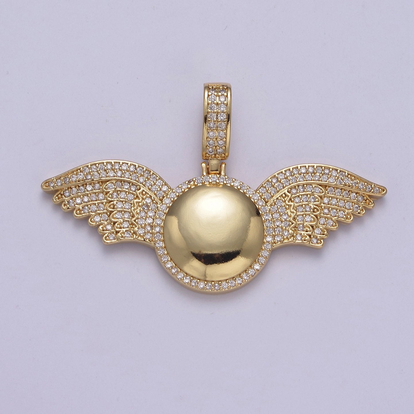 Cubic Wing Pendant 14K Gold Filled Ball Round Statement Charm for Necklace H-298