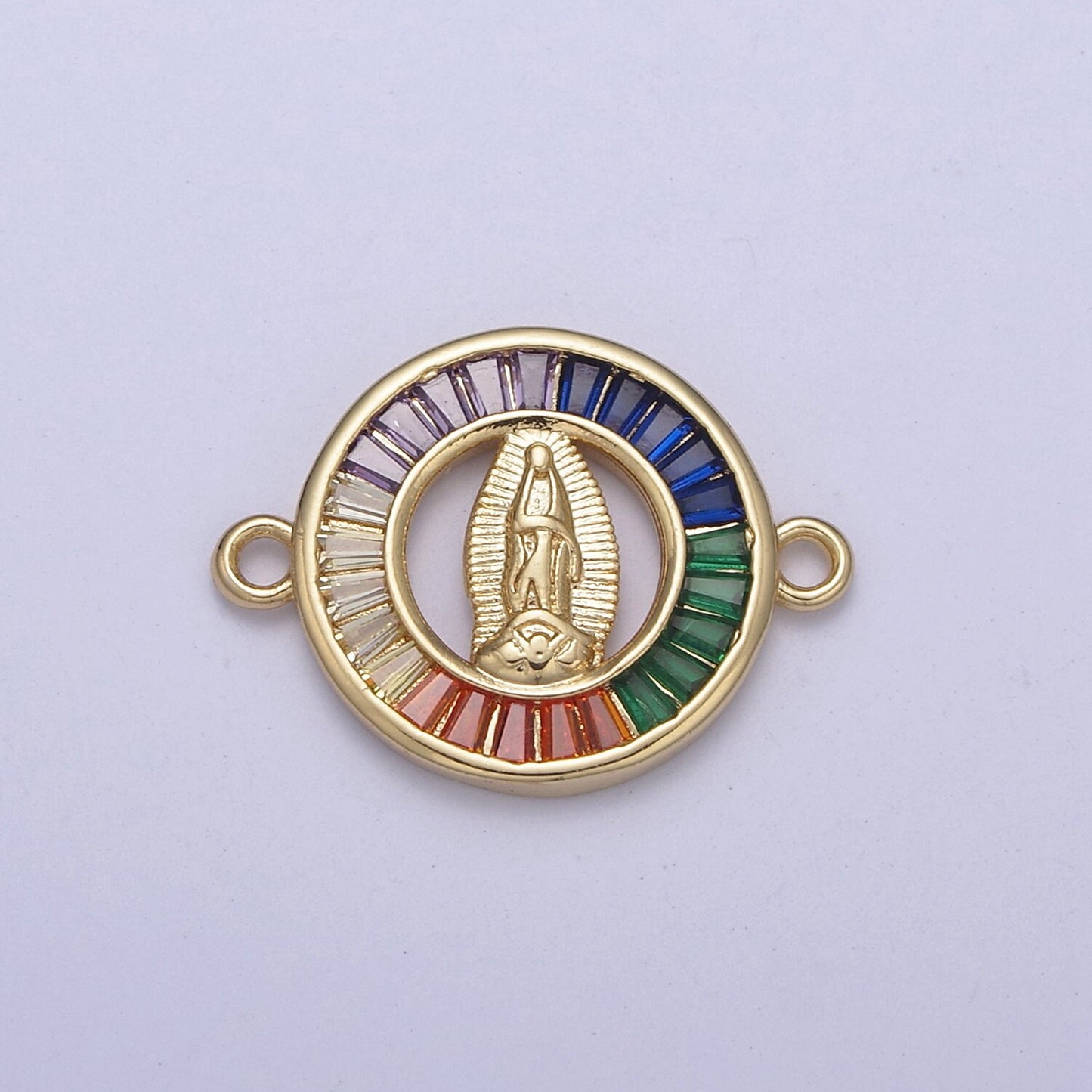 Cubic Multi Color Gold Lady Guadalupe Charm Connector for Bracelet Making Supply F-180
