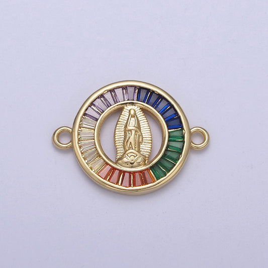 Cubic Multi Color Gold Lady Guadalupe Charm Connector for Bracelet Making Supply F-180