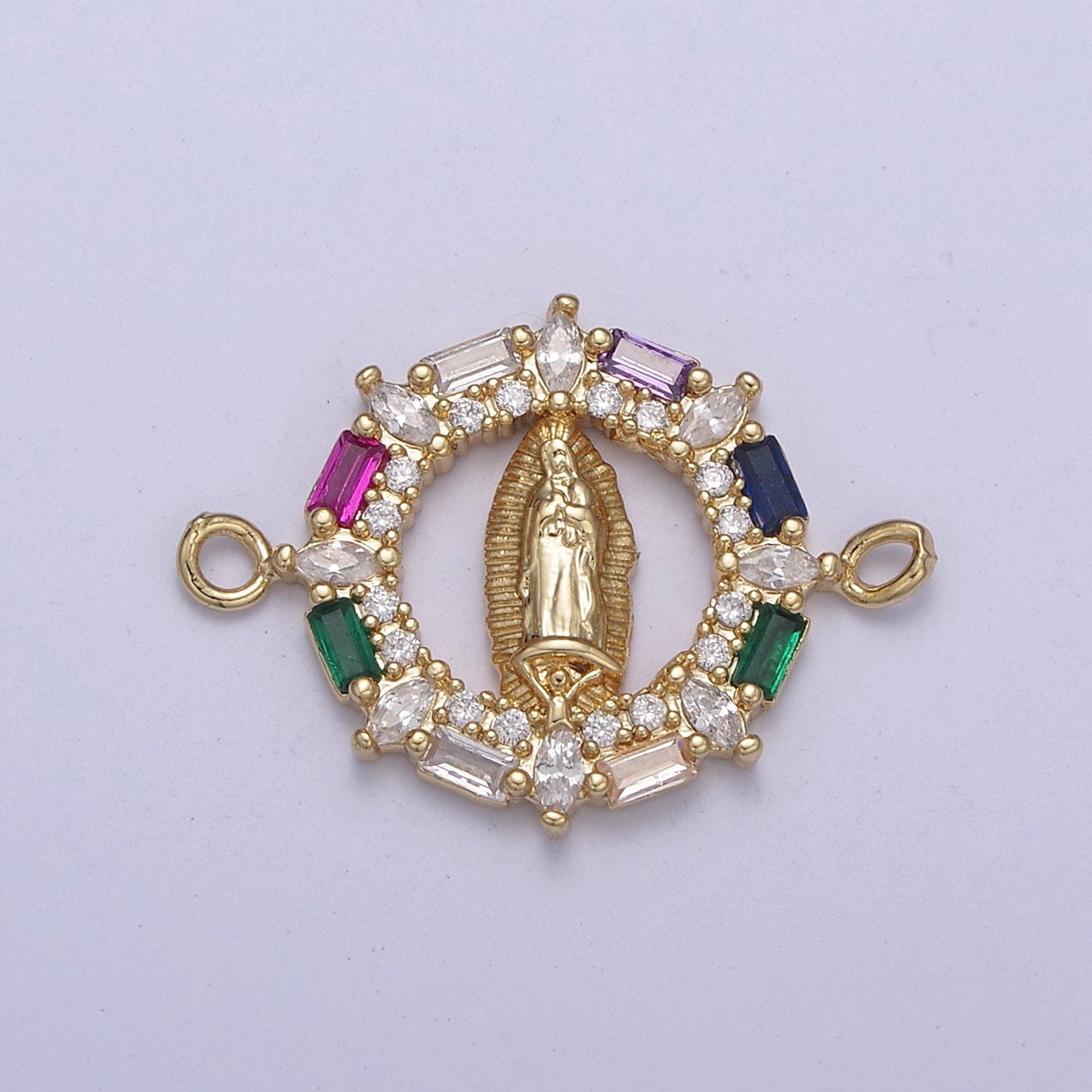 Virgin of Guadalupe Virgin Mary Charm Connector for bracelet, religious jewelry supply F-172