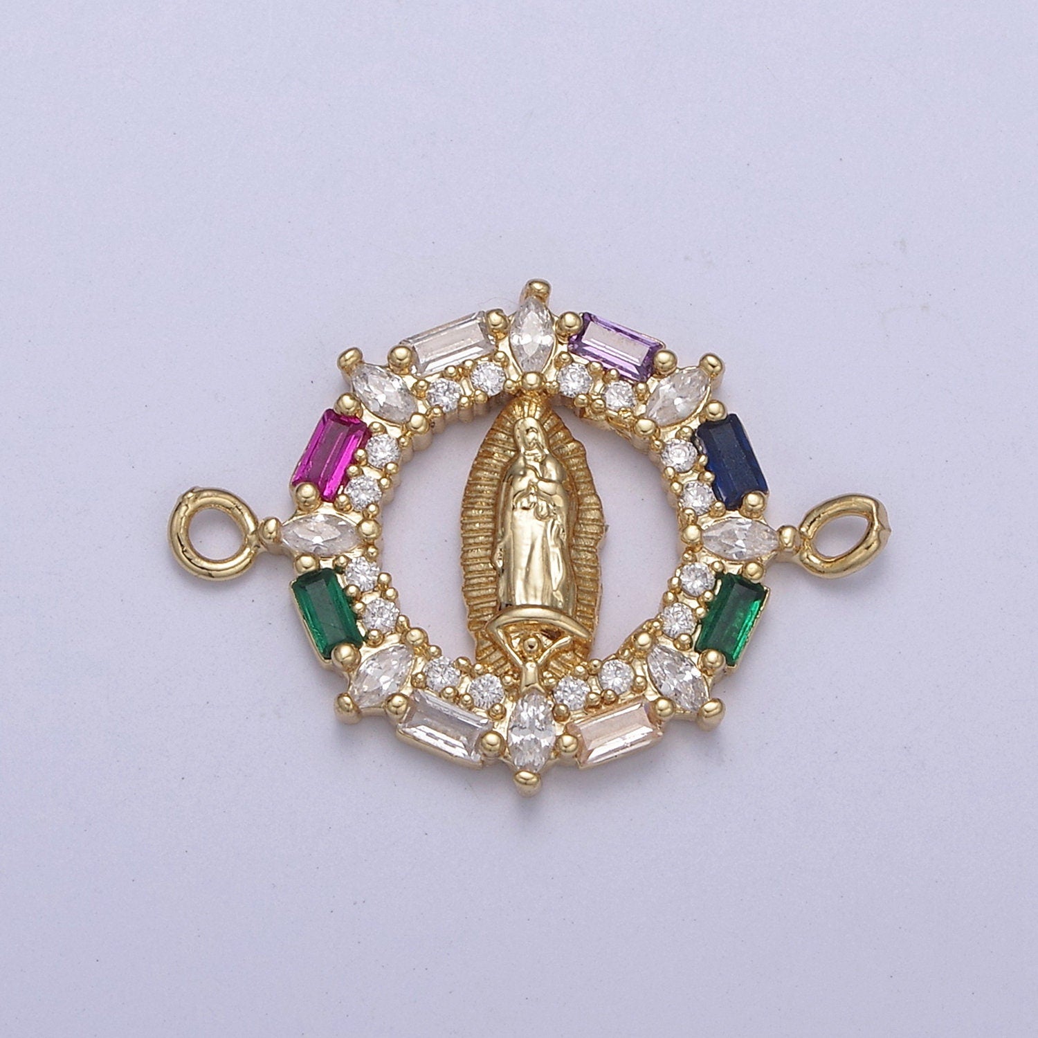 Virgin of Guadalupe Virgin Mary Charm Connector for bracelet, religious jewelry supply F-172