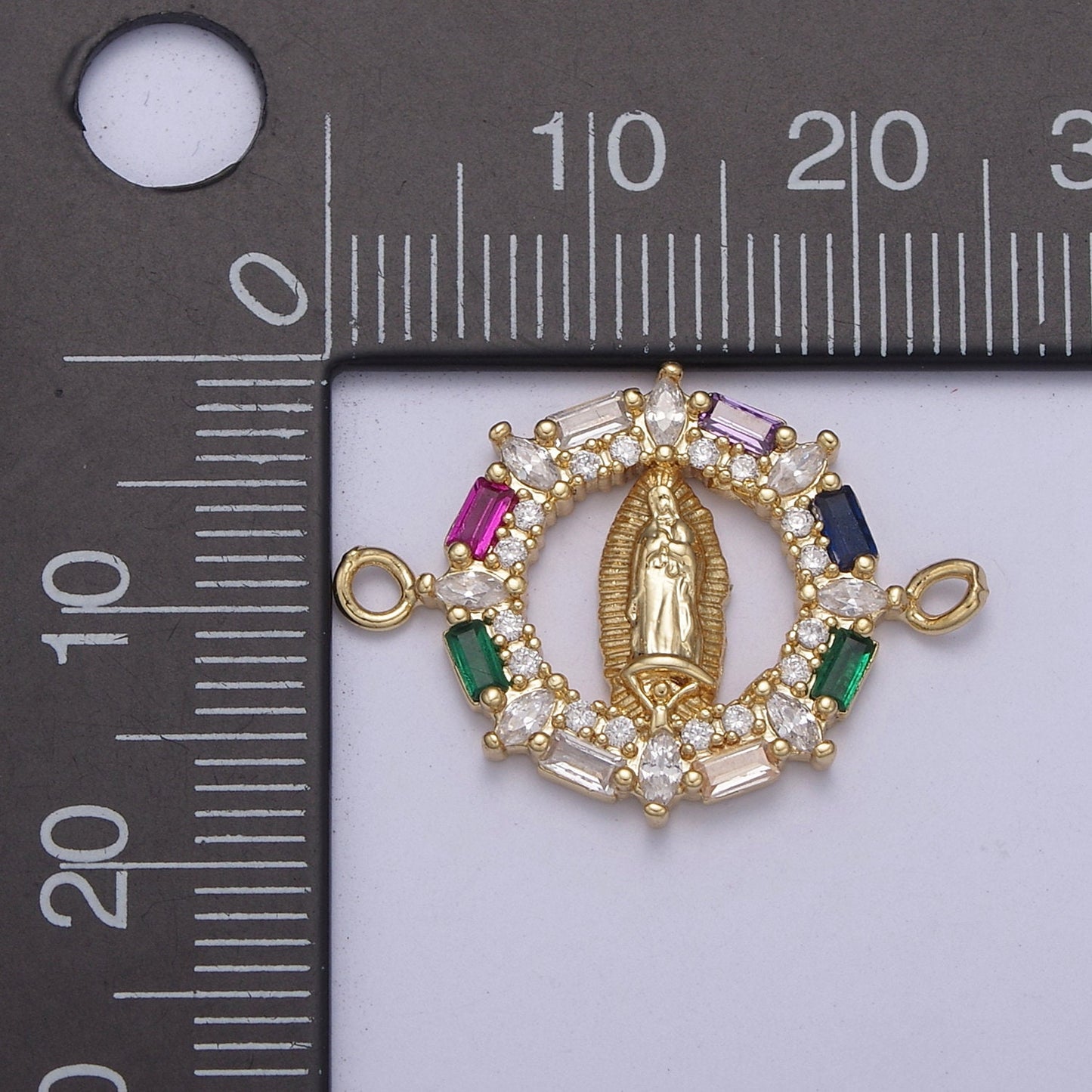 Virgin of Guadalupe Virgin Mary Charm Connector for bracelet, religious jewelry supply F-172