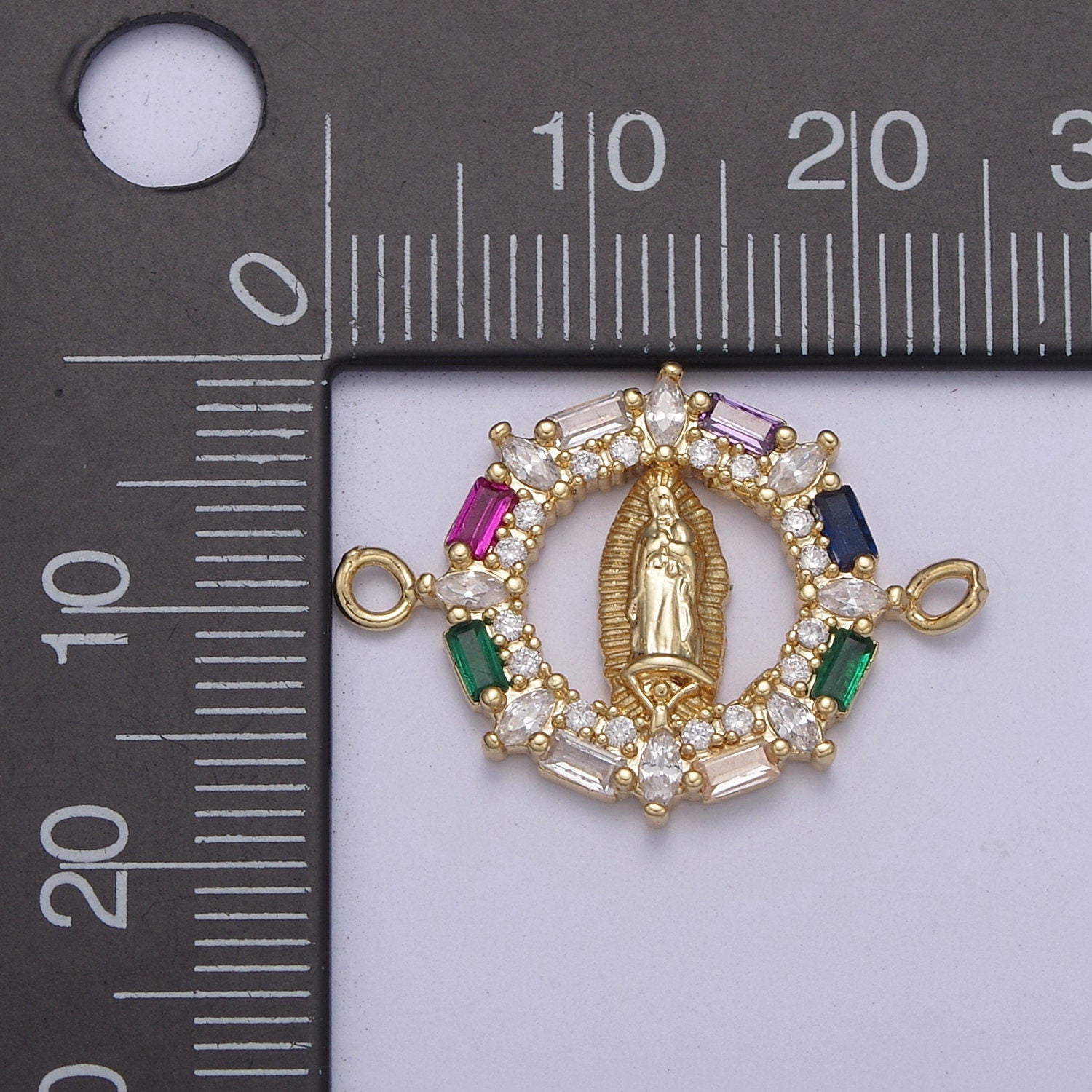Virgin of Guadalupe Virgin Mary Charm Connector for bracelet, religious jewelry supply F-172