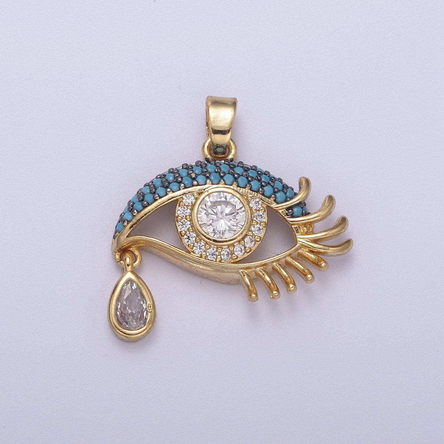 Teal Gold Filed Evil Eye Protection Amulet Pendants I-710