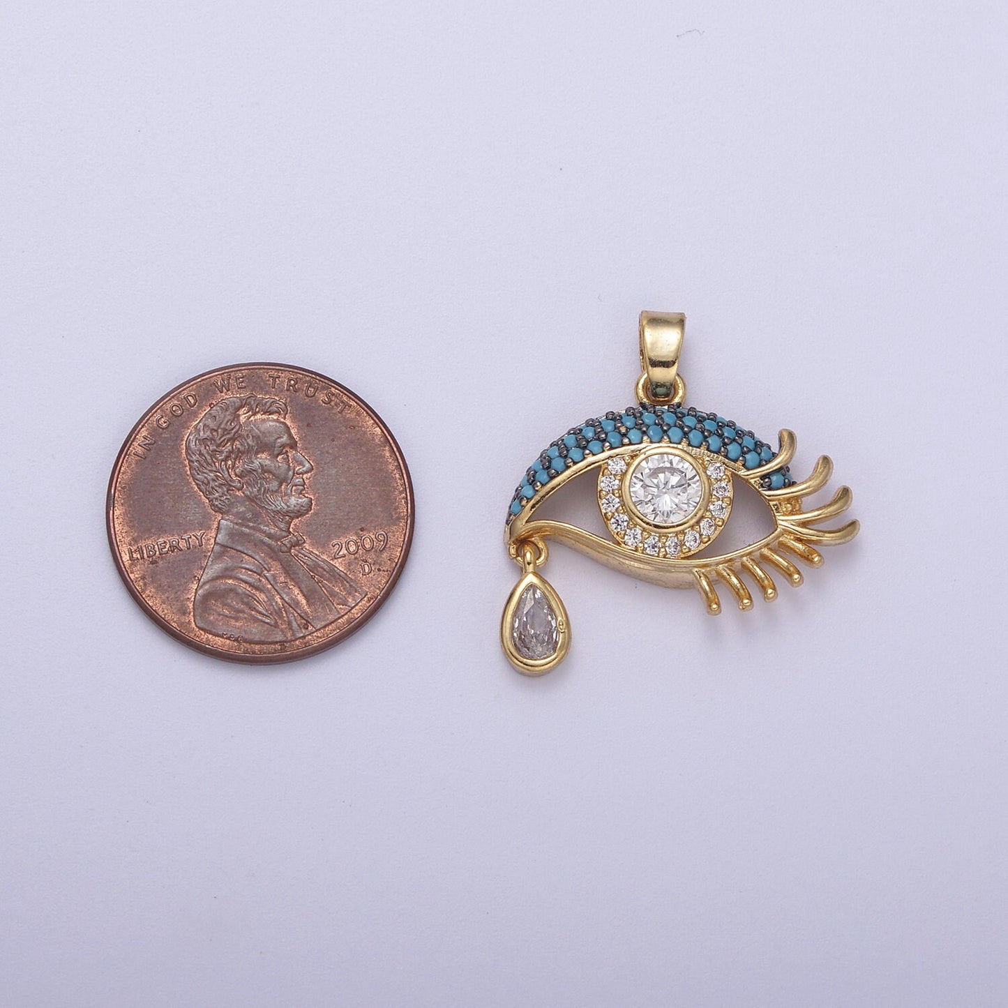 Teal Gold Filed Evil Eye Protection Amulet Pendants I-710