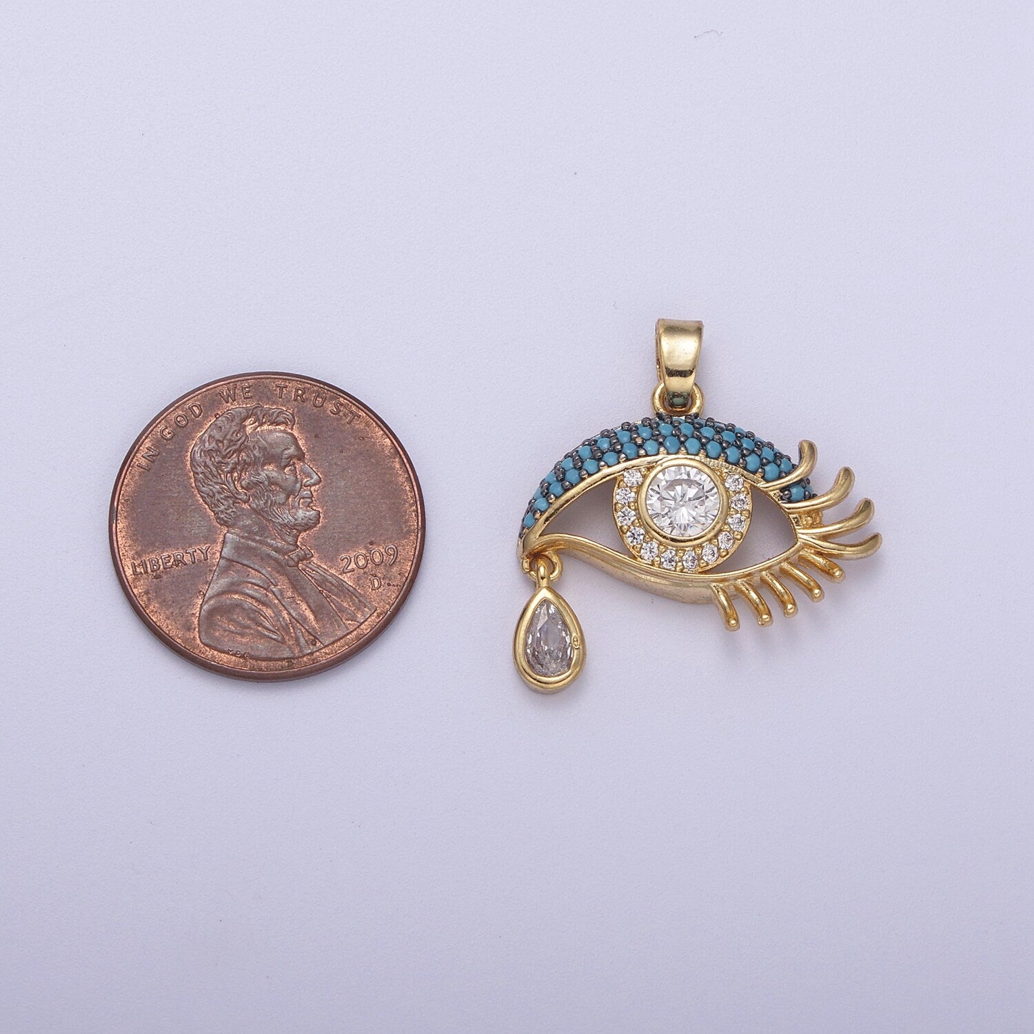 Teal Gold Filed Evil Eye Protection Amulet Pendants I-710