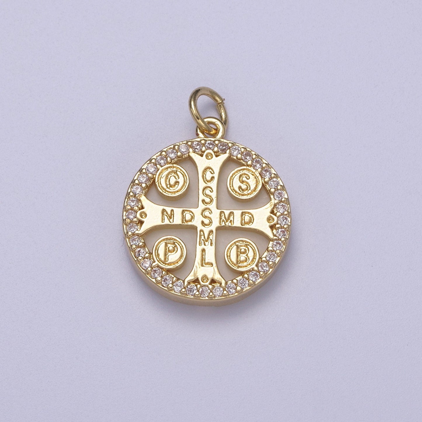 14k Gold Filled Saint Benedict Cross Pendant For Protection Wholesale Charm Jewelry Making Supply C-411