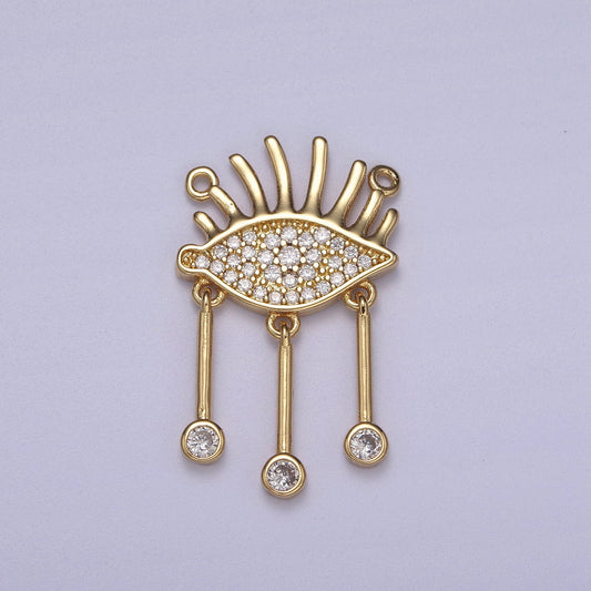 Cubic Gold Filled Eye Charm Connector for Dangle Pendant Necklace Double bail F-678