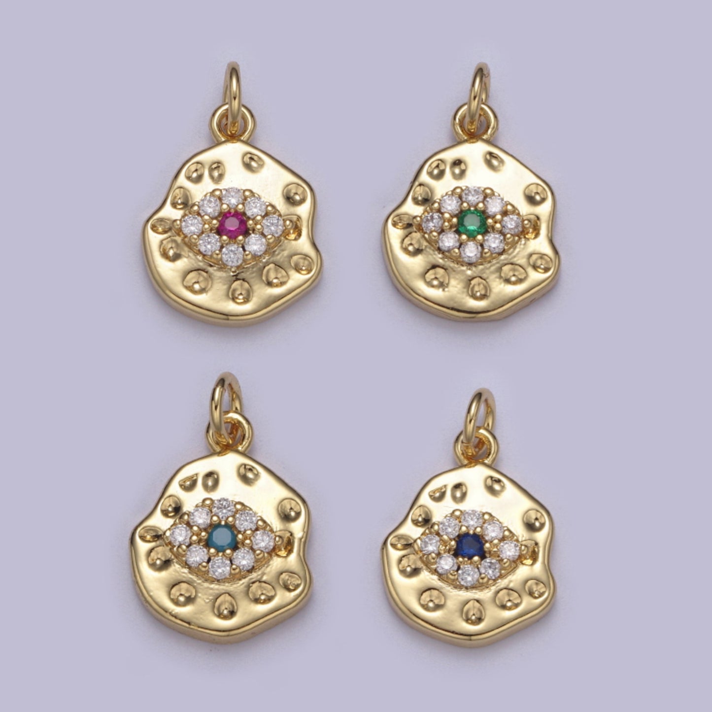 Mini Rustic Gold Filled Evil Eye Charm for Add on Charm Cubic Amulet Jewelry N-351, N-352, N-353, N-354