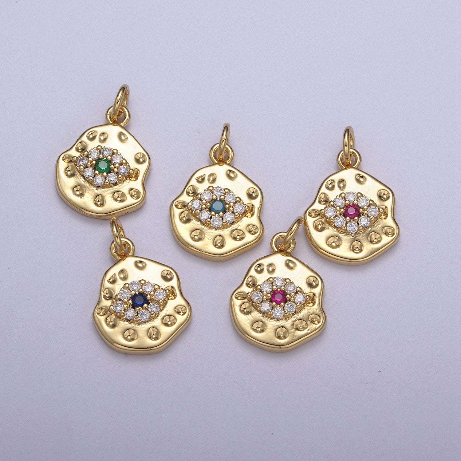 Mini Rustic Gold Filled Evil Eye Charm for Add on Charm Cubic Amulet Jewelry N-351, N-352, N-353, N-354