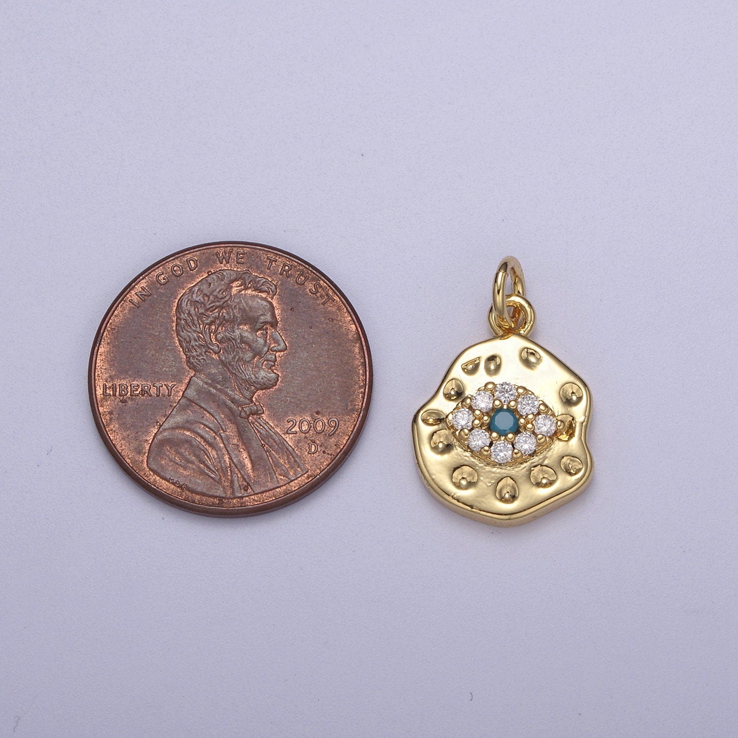 Mini Rustic Gold Filled Evil Eye Charm for Add on Charm Cubic Amulet Jewelry N-351, N-352, N-353, N-354