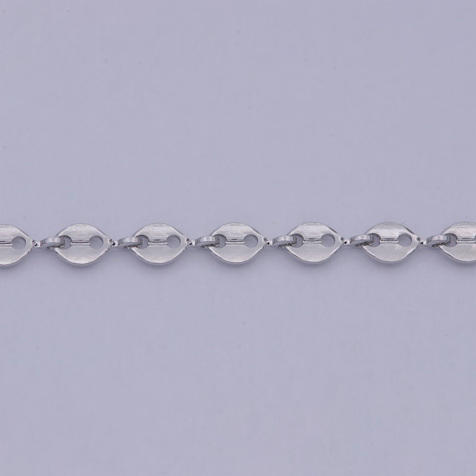Silver Anchor Chain by Yard, White Gold Filled Round Oval Disc Chain, Wholesale bulk Roll Chain for Jewelry Making Thick 0.6mm, 592