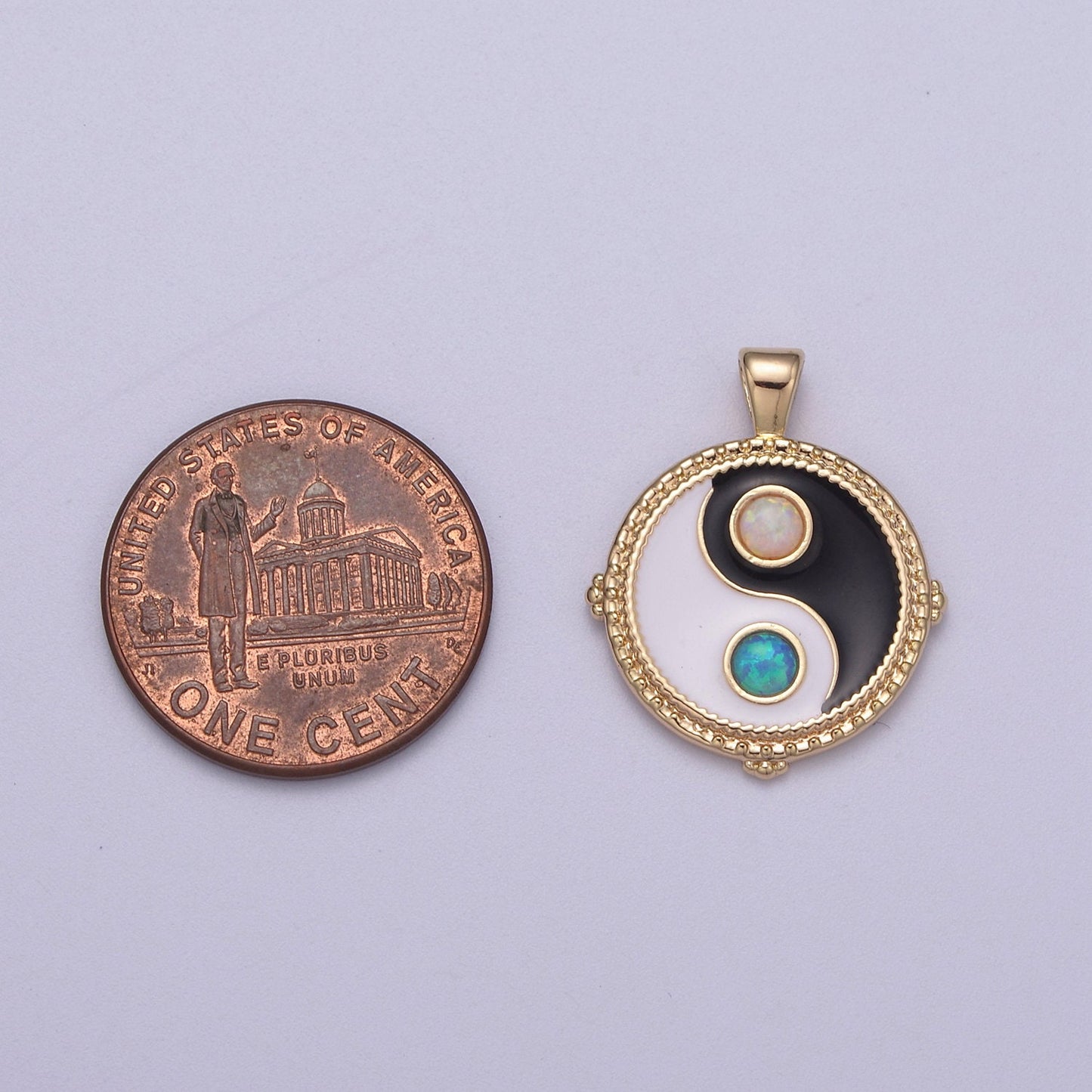 Dainty Opal Yin Yang Pendant 14k Gold Filled YinYang Charm Yoga Relationship Couple Y2K Jewelry H-342