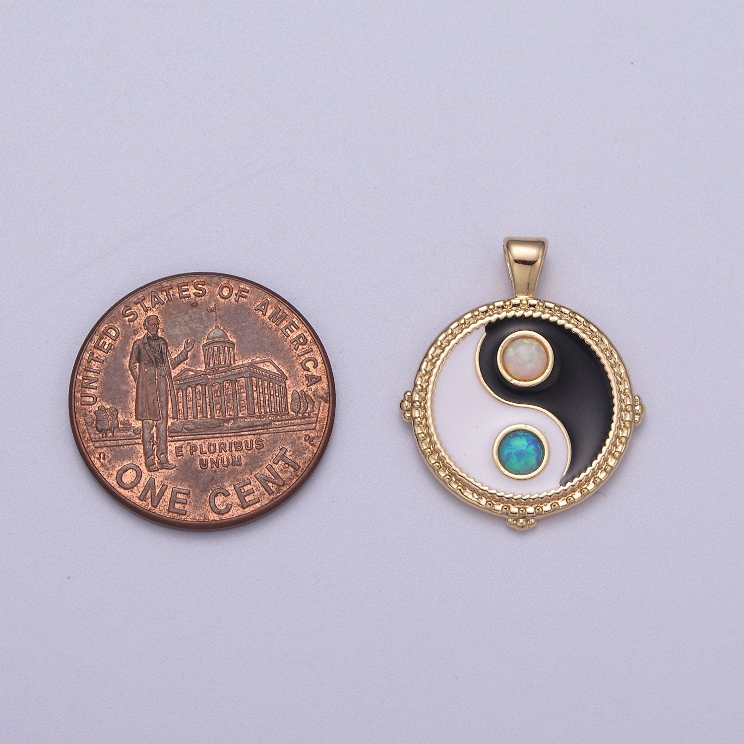Dainty Opal Yin Yang Pendant 14k Gold Filled YinYang Charm Yoga Relationship Couple Y2K Jewelry H-342