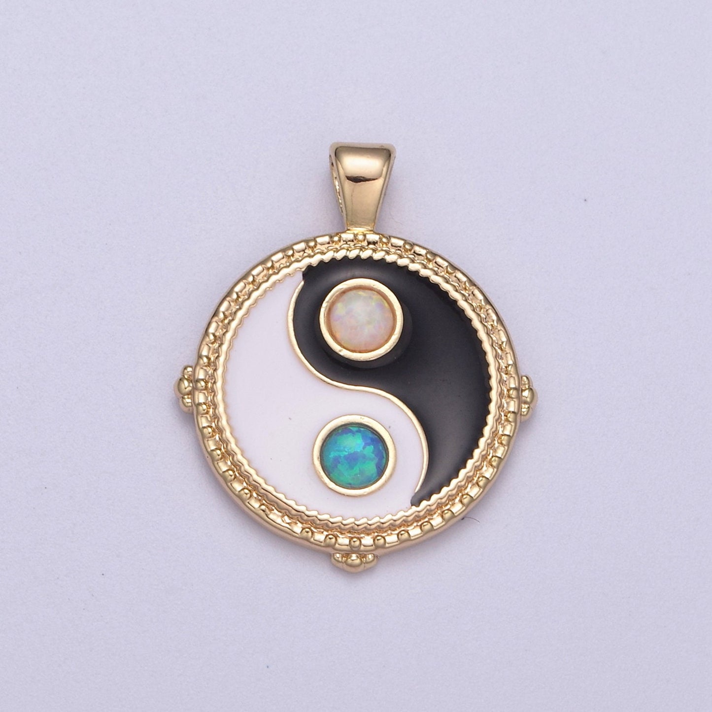 Dainty Opal Yin Yang Pendant 14k Gold Filled YinYang Charm Yoga Relationship Couple Y2K Jewelry H-342