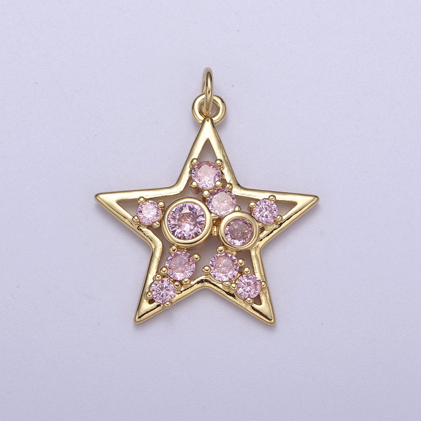 Twinkle Little Star Green Pink Cz Star Celestial Jewelry Inspired Pendant N-302 / N-303