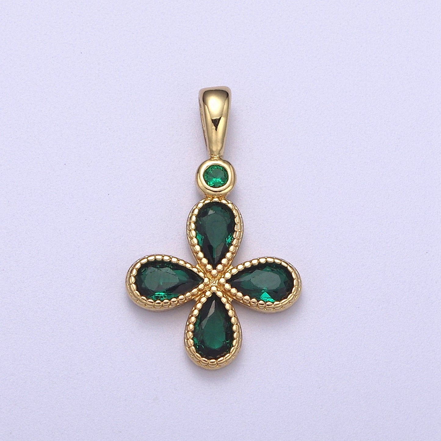 Four Leaf Clover Gold Filled lucky charm pendant necklace good luck charm H-131 / H-135