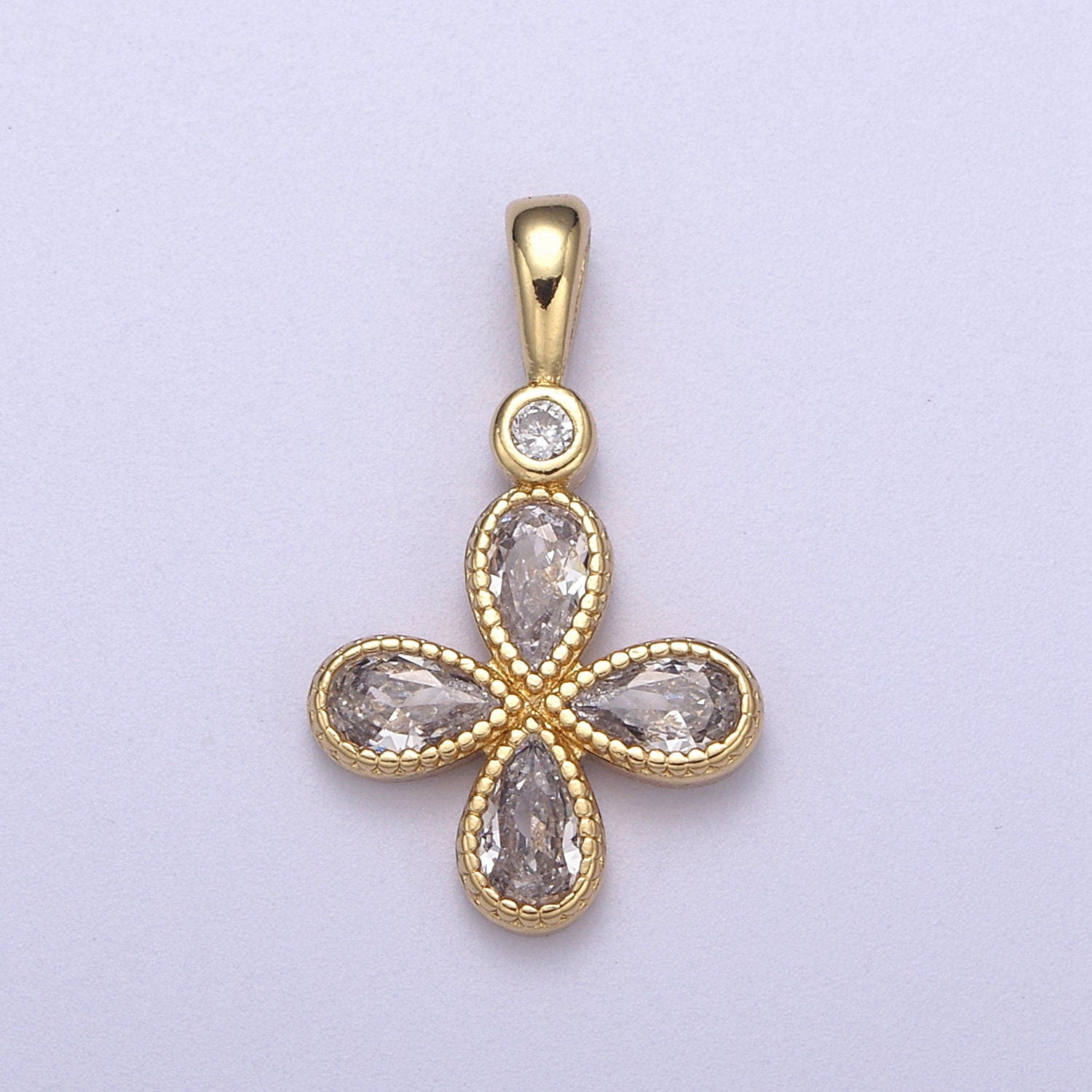 Four Leaf Clover Gold Filled lucky charm pendant necklace good luck charm H-131 / H-135