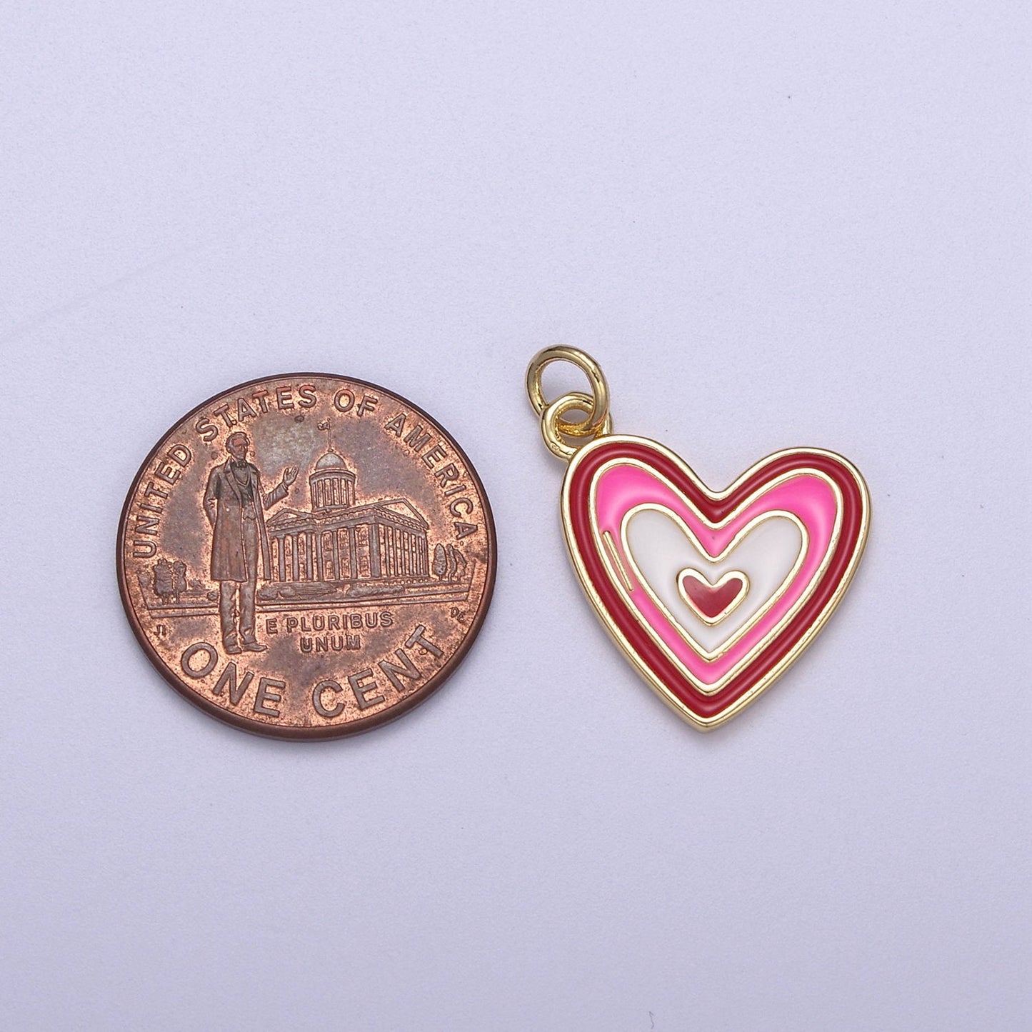 14k Gold Filled Pink Enamel Layer Heart Charm Add on Pendant Colorful Love Jewelry for Valentine Day N-304 / N-305