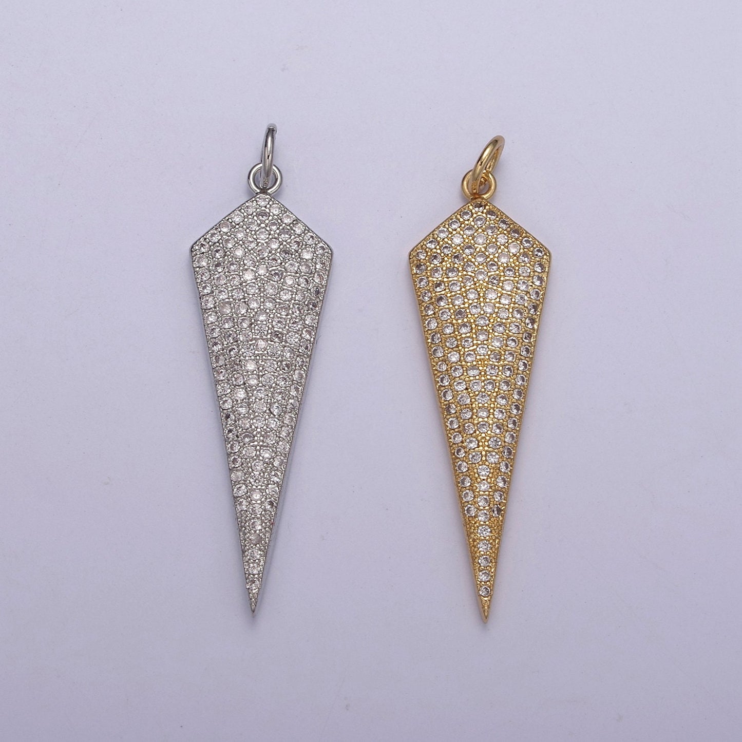 Triangle Pendant, Cubic Triangle Charm Gold Filled Triangle Arrowhead, Silver Arrowhead Charm, Triangle Charm N-324 / N-325