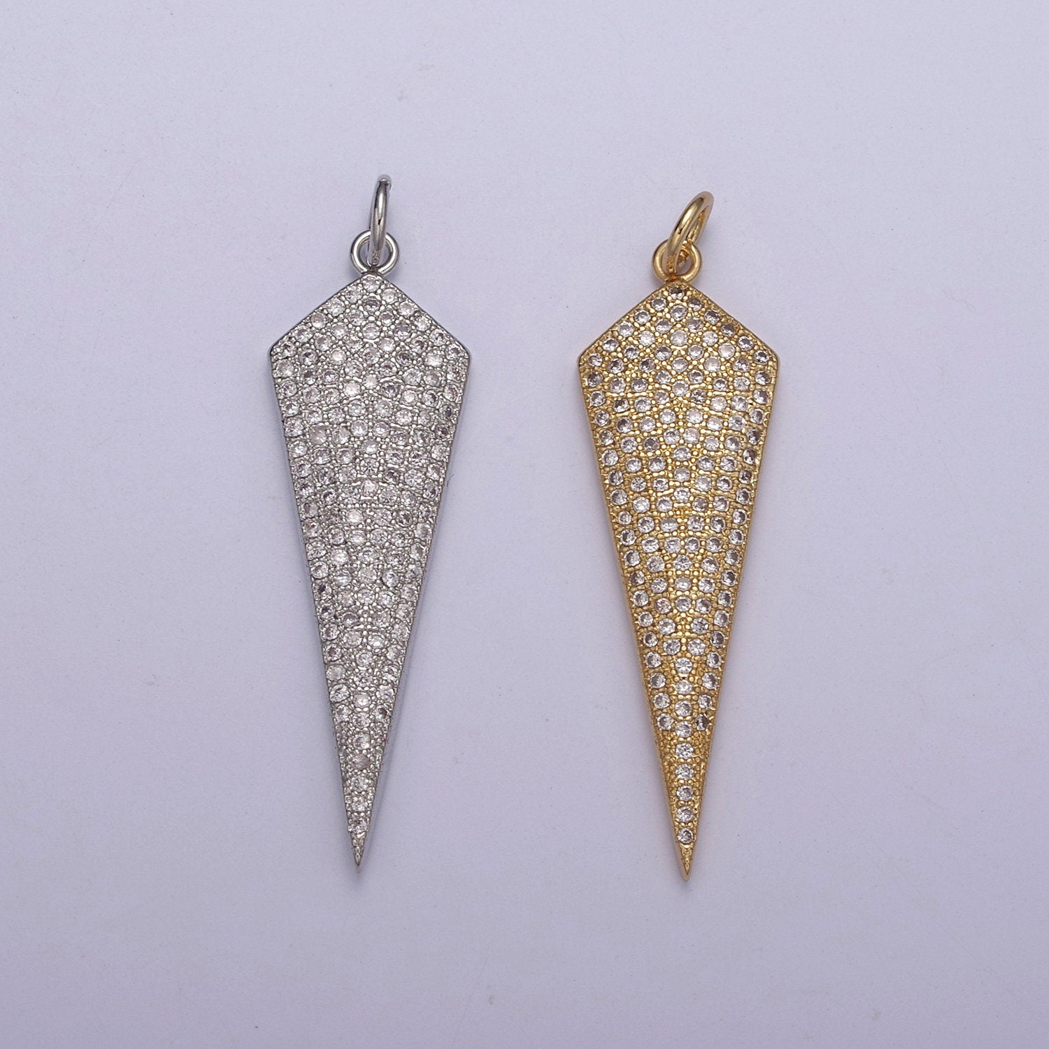 Triangle Pendant, Cubic Triangle Charm Gold Filled Triangle Arrowhead, Silver Arrowhead Charm, Triangle Charm N-324 / N-325