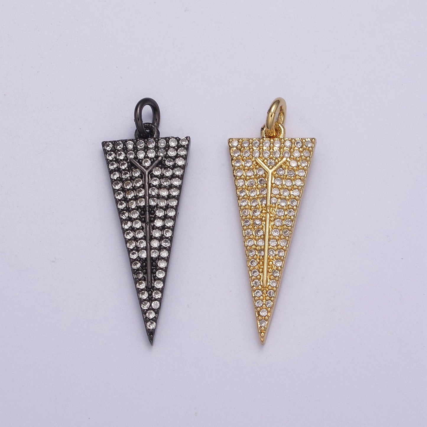 Arrowheads Charm Gold Cubic Arrow Pendant Black Triangle Men Pendant, Geometric N-322 / N-323
