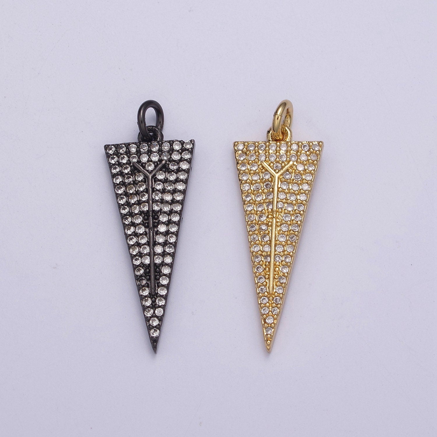 Arrowheads Charm Gold Cubic Arrow Pendant Black Triangle Men Pendant, Geometric N-322 / N-323