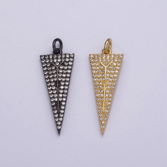 Arrowheads Charm Gold Cubic Arrow Pendant Black Triangle Men Pendant, Geometric N-322 / N-323